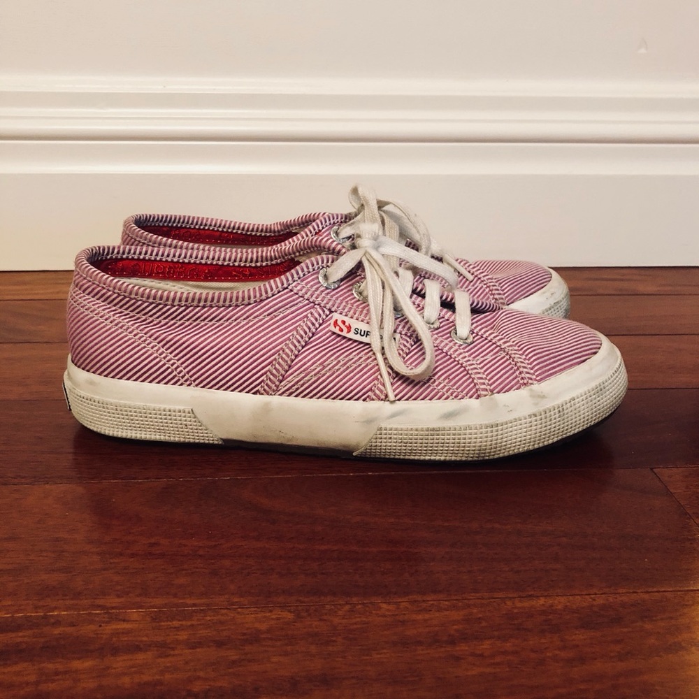 Superga 2750 Canvas Stripe Magenta/White Sneakers